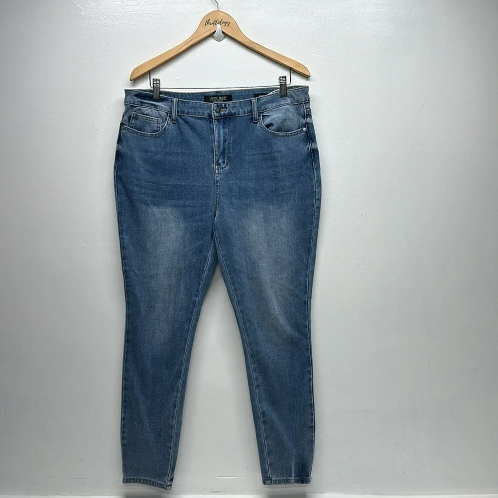 Judy Blue Jeans Denim High Waist Thermal Stretch Skinny Fit Blue Size 15 / 32